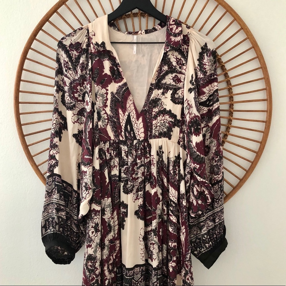 Free People Long Sleeve Swing Dress in Paisley